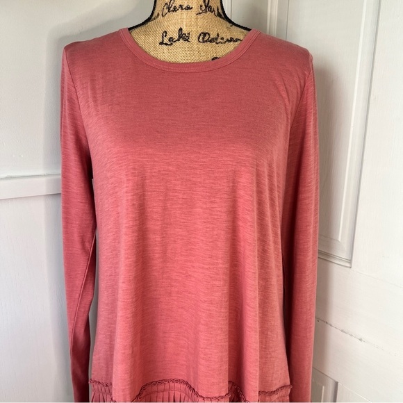 LOGO by Lori Goldstein Pink Ruffle Peplum Hem Tunic Top - Picture 4 of 11